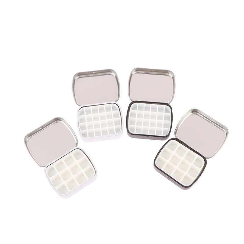 Portable Empty Watercolor Tin Box 12/24 Grids Mini Watercolor Paint Palette Travel Painting Paint Tray Art Supplies