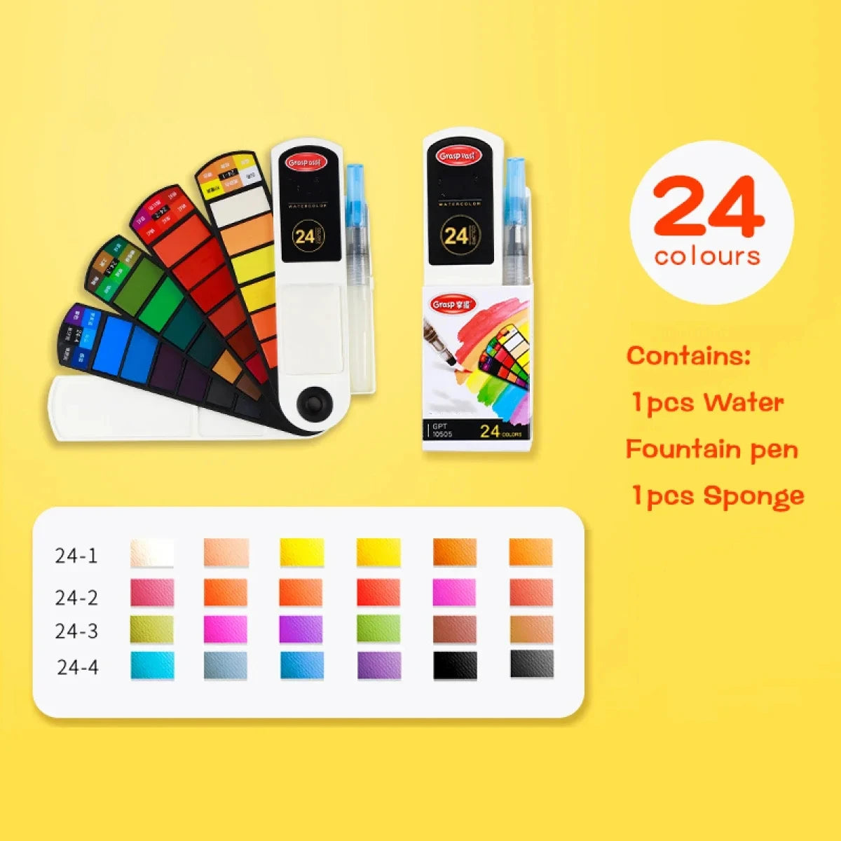 12/24/36/48 Colors Watercolor Paint Set with Water Brush Pens Art Supplies, for Artists, Amateur Hobbyists and Painting Lovers