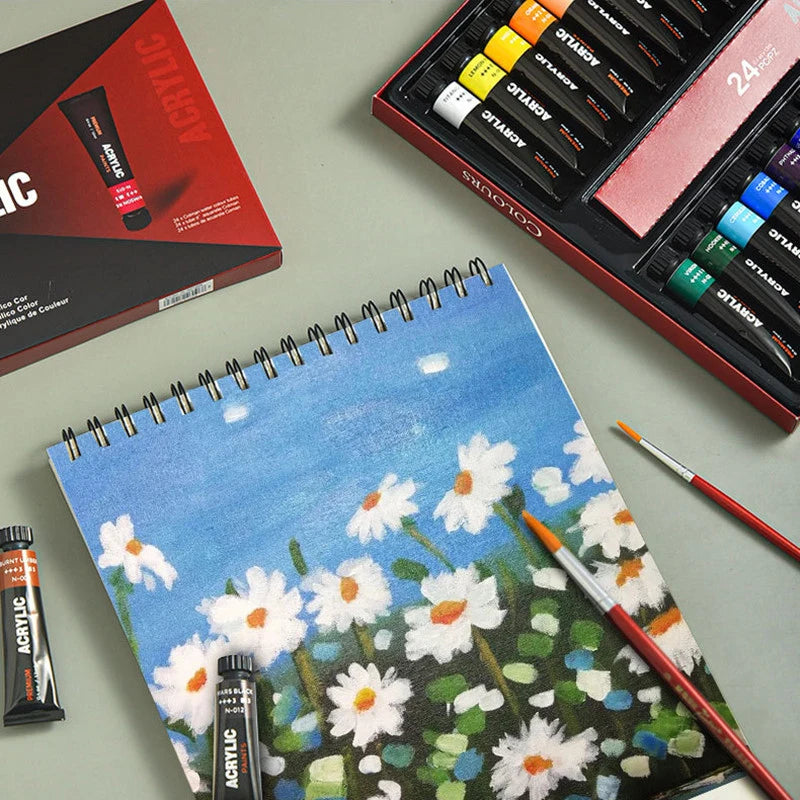 Professional Acrylic Paint Set 12/24 Colors 12ml/Tube Fabric Paint Waterproof Pigment Painting Set With Brush&Palette