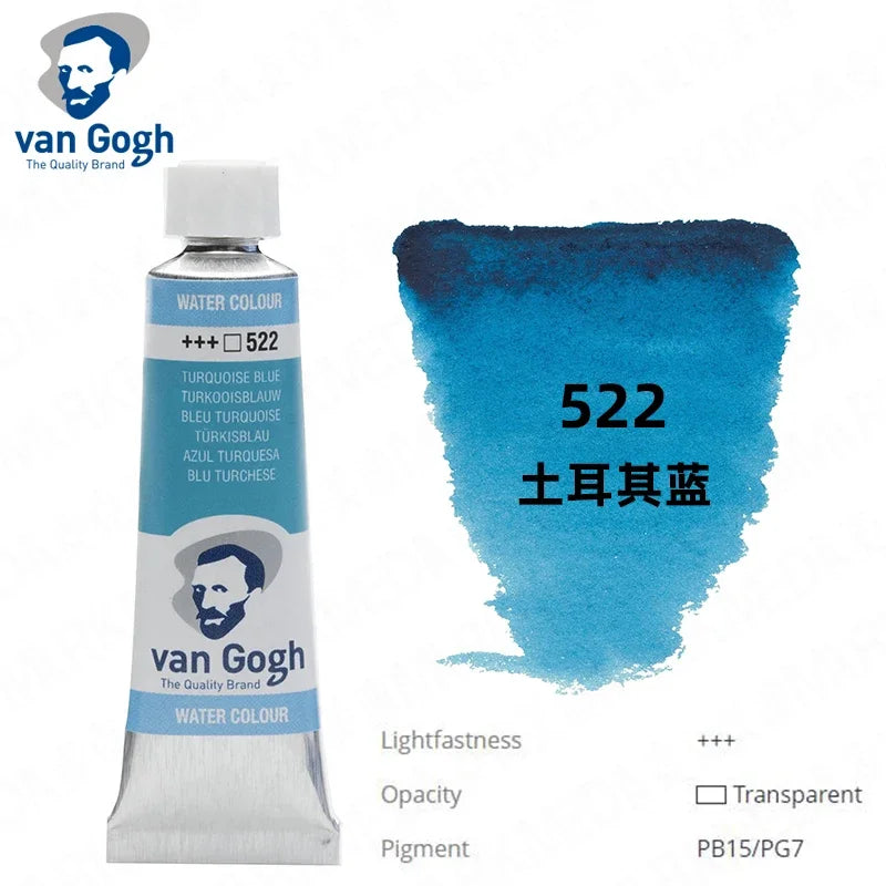 Talens Van Gogh Watercolor Paint,10ml Tube Artist Level Brilliant Transparent Intense Colors highest degree of lightfastness +++
