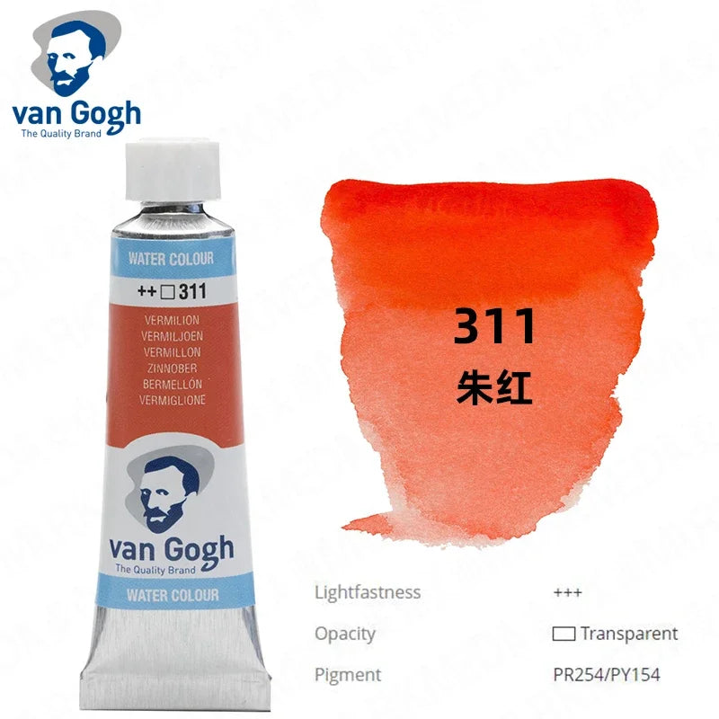 Talens Van Gogh Watercolor Paint,10ml Tube Artist Level Brilliant Transparent Intense Colors highest degree of lightfastness +++
