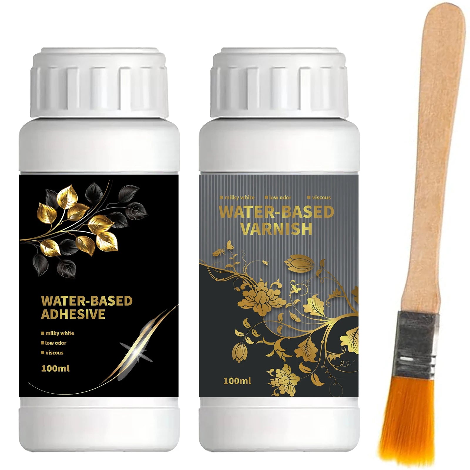 100ml/200ml Golden Leaf Gilding Adhesive Kit - Water-Based Epoxy Resin Glue for Metal Foil, Crafts & Jewelry Making on Wood, Gla