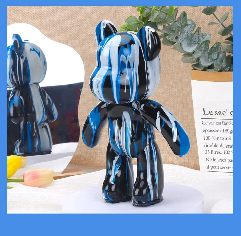 DIY Fluid Bear Sculpture Handmade Bearbrick Doll Ornaments Violent Bear Graffiti Painting Parent-child Toy Gift Home Decoration