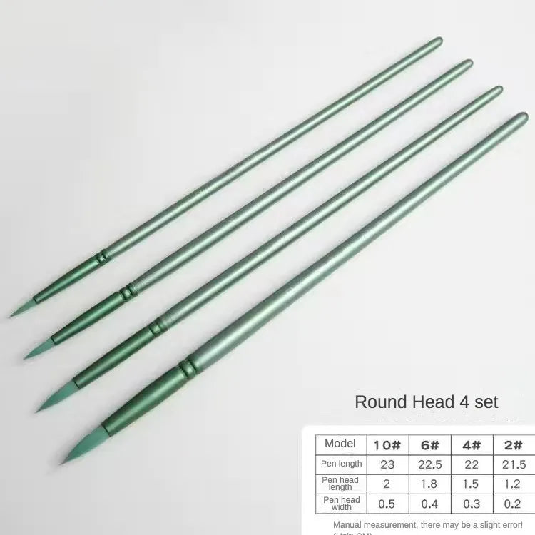 4/6 pcs Watercolor Brush Pointed Round Flat Head Soft Hair Beginner's Art Student Hand Drawn Watercolor Nylon Painting Material