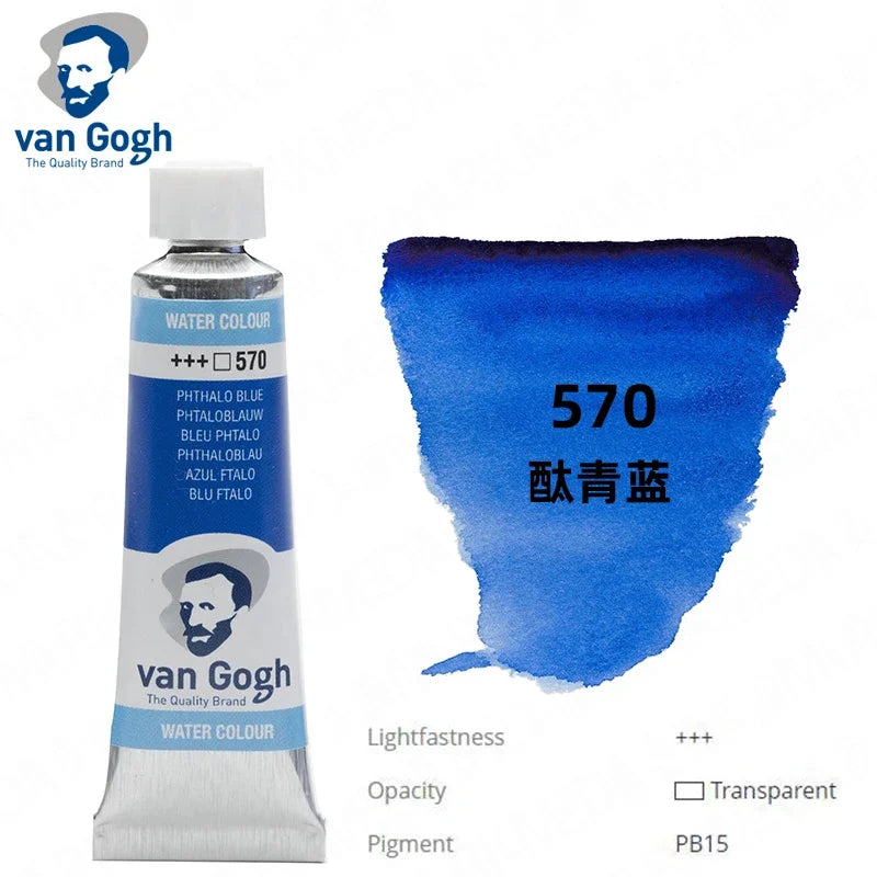 Talens Van Gogh Watercolor Paint,10ml Tube Artist Level Brilliant Transparent Intense Colors highest degree of lightfastness +++