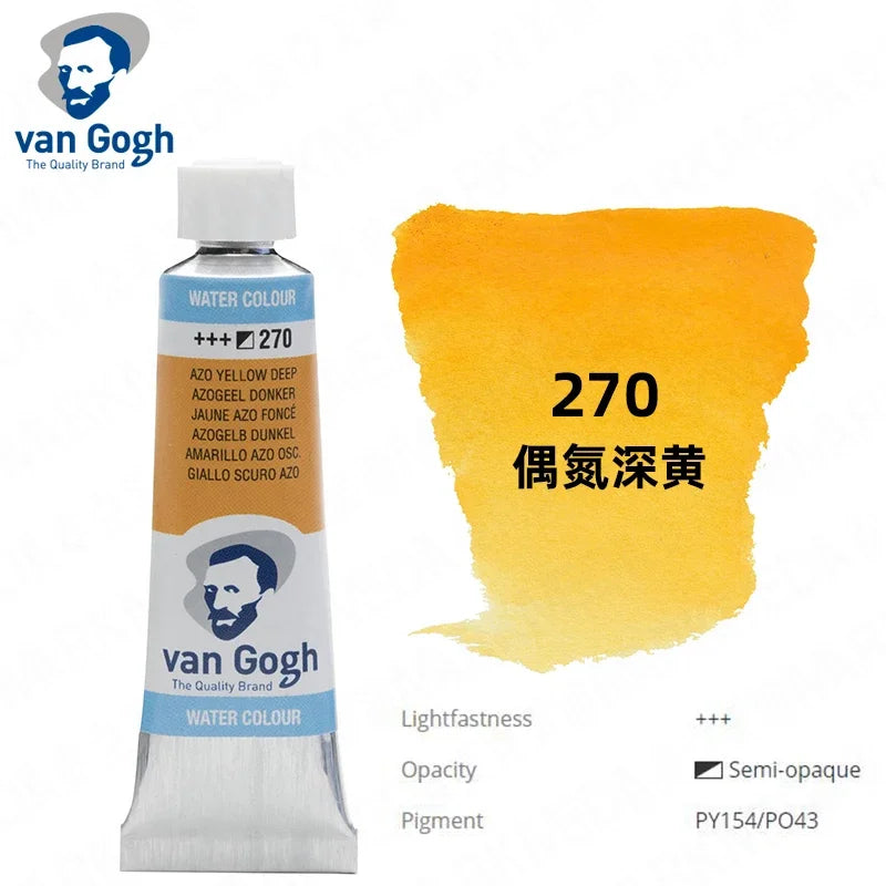 Talens Van Gogh Watercolor Paint,10ml Tube Artist Level Brilliant Transparent Intense Colors highest degree of lightfastness +++