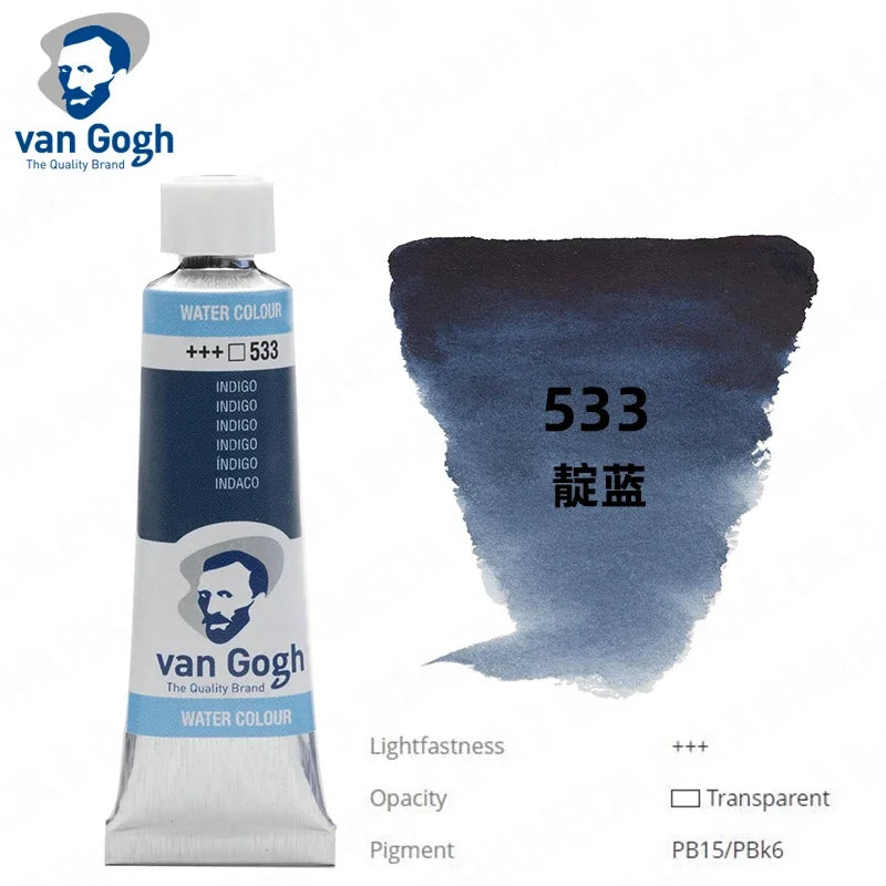 Talens Van Gogh Watercolor Paint,10ml Tube Artist Level Brilliant Transparent Intense Colors highest degree of lightfastness +++