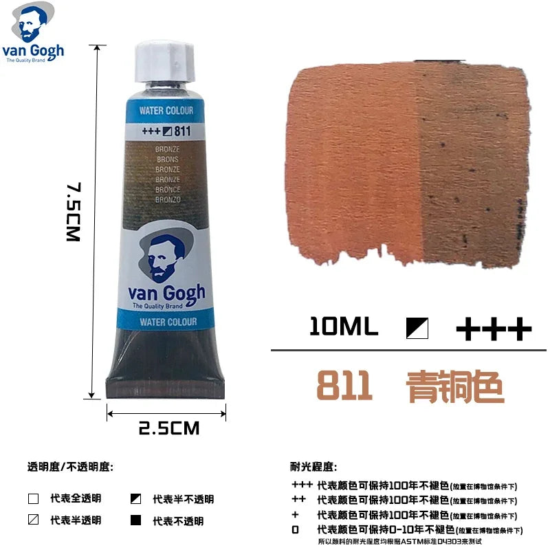 Talens Van Gogh Watercolor Paint,10ml Tube Artist Level Brilliant Transparent Intense Colors highest degree of lightfastness +++