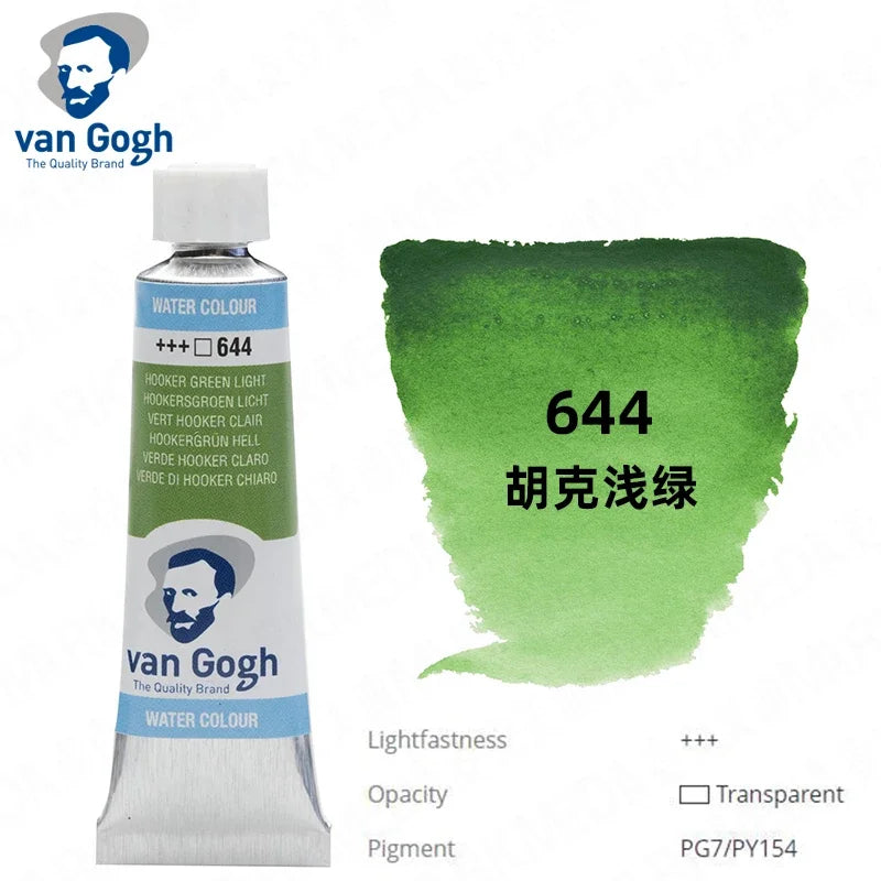 Talens Van Gogh Watercolor Paint,10ml Tube Artist Level Brilliant Transparent Intense Colors highest degree of lightfastness +++