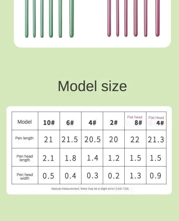 4/6 pcs Watercolor Brush Pointed Round Flat Head Soft Hair Beginner's Art Student Hand Drawn Watercolor Nylon Painting Material