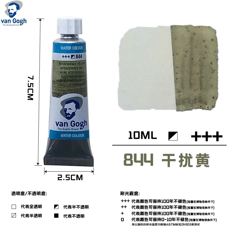 Talens Van Gogh Watercolor Paint,10ml Tube Artist Level Brilliant Transparent Intense Colors highest degree of lightfastness +++