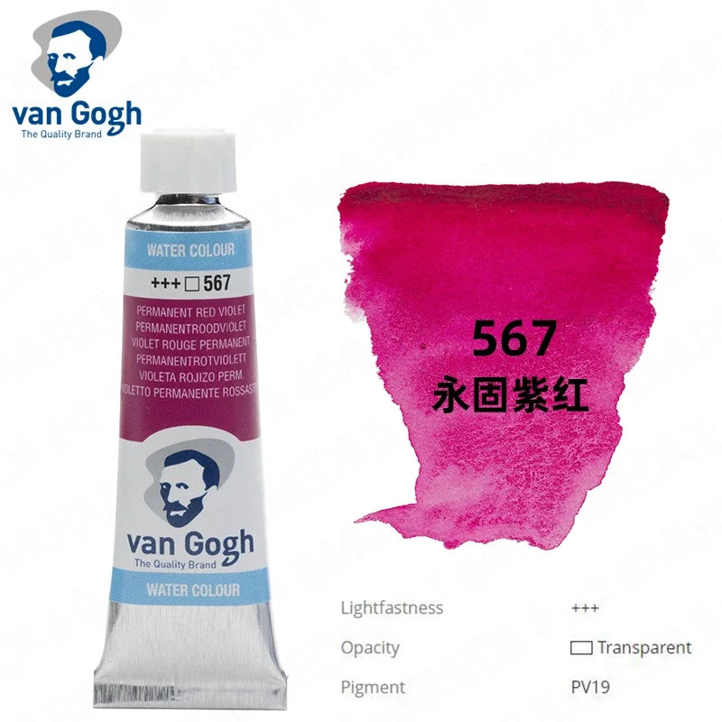 Talens Van Gogh Watercolor Paint,10ml Tube Artist Level Brilliant Transparent Intense Colors highest degree of lightfastness +++
