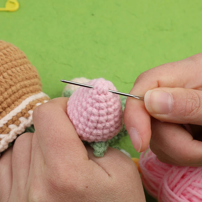 KRABALL Crochet Flower Kit for Beginners With Instruction Knitting Yarn Thread Hook Needles Easy Knit Accessories Set DIY Craft