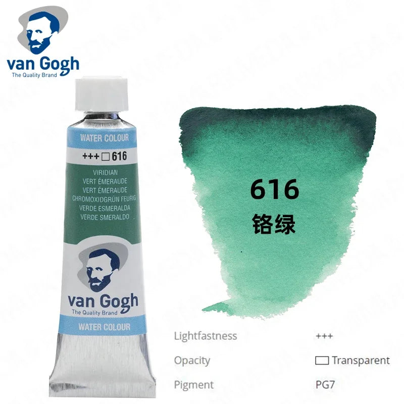 Talens Van Gogh Watercolor Paint,10ml Tube Artist Level Brilliant Transparent Intense Colors highest degree of lightfastness +++