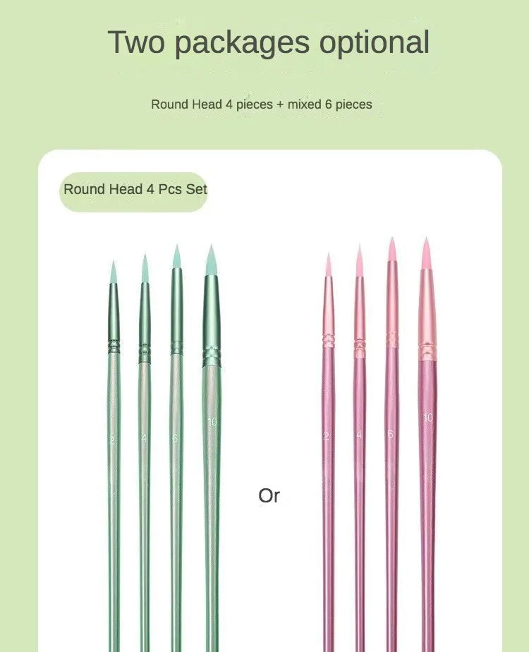 4/6 pcs Watercolor Brush Pointed Round Flat Head Soft Hair Beginner's Art Student Hand Drawn Watercolor Nylon Painting Material